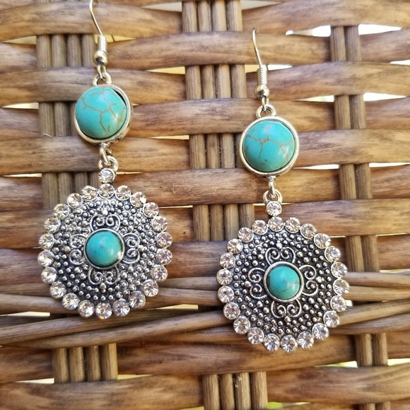 Faux turquoise earrings - Picture 3 of 3